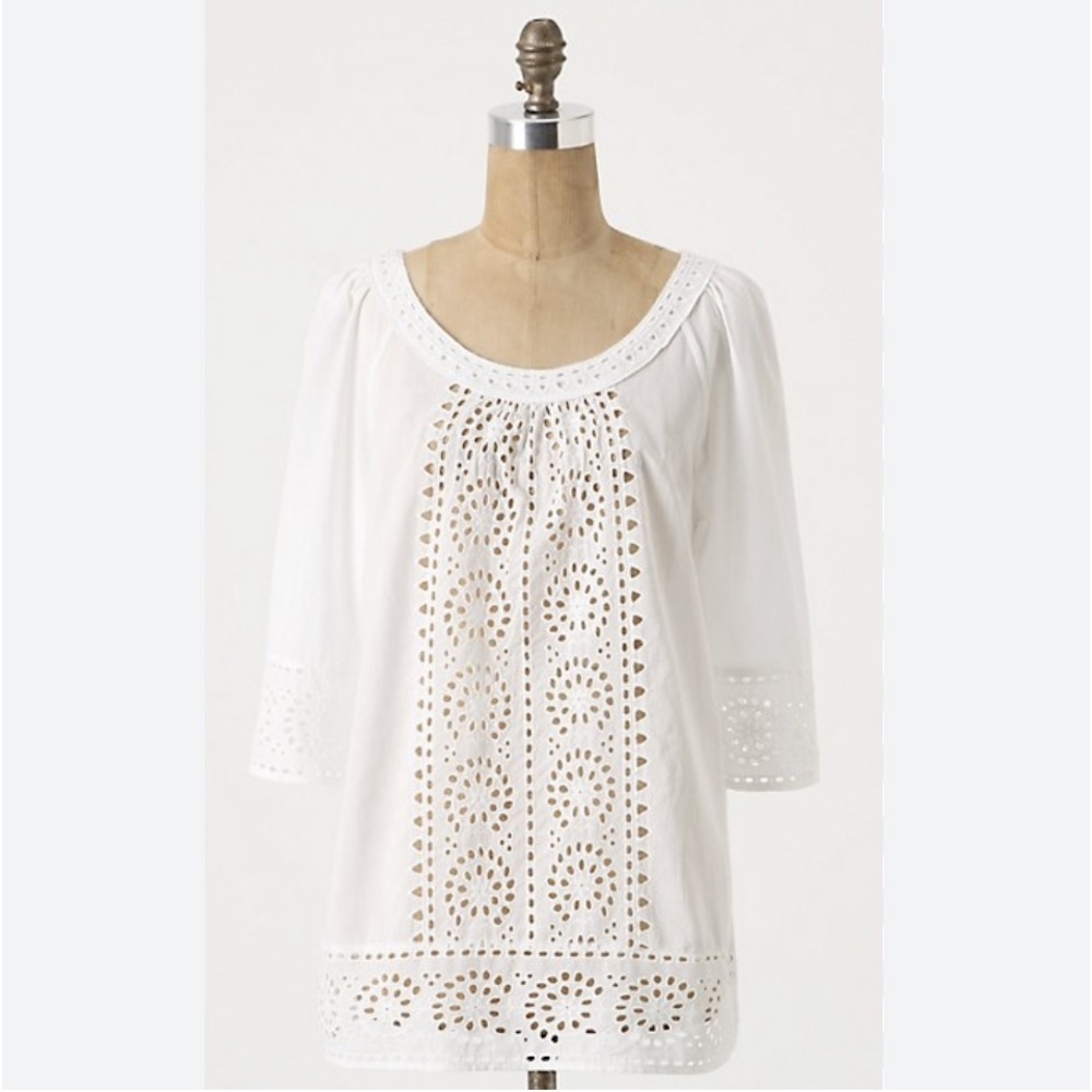 ANTHROPOLOGIE WHITE EYELET TOP